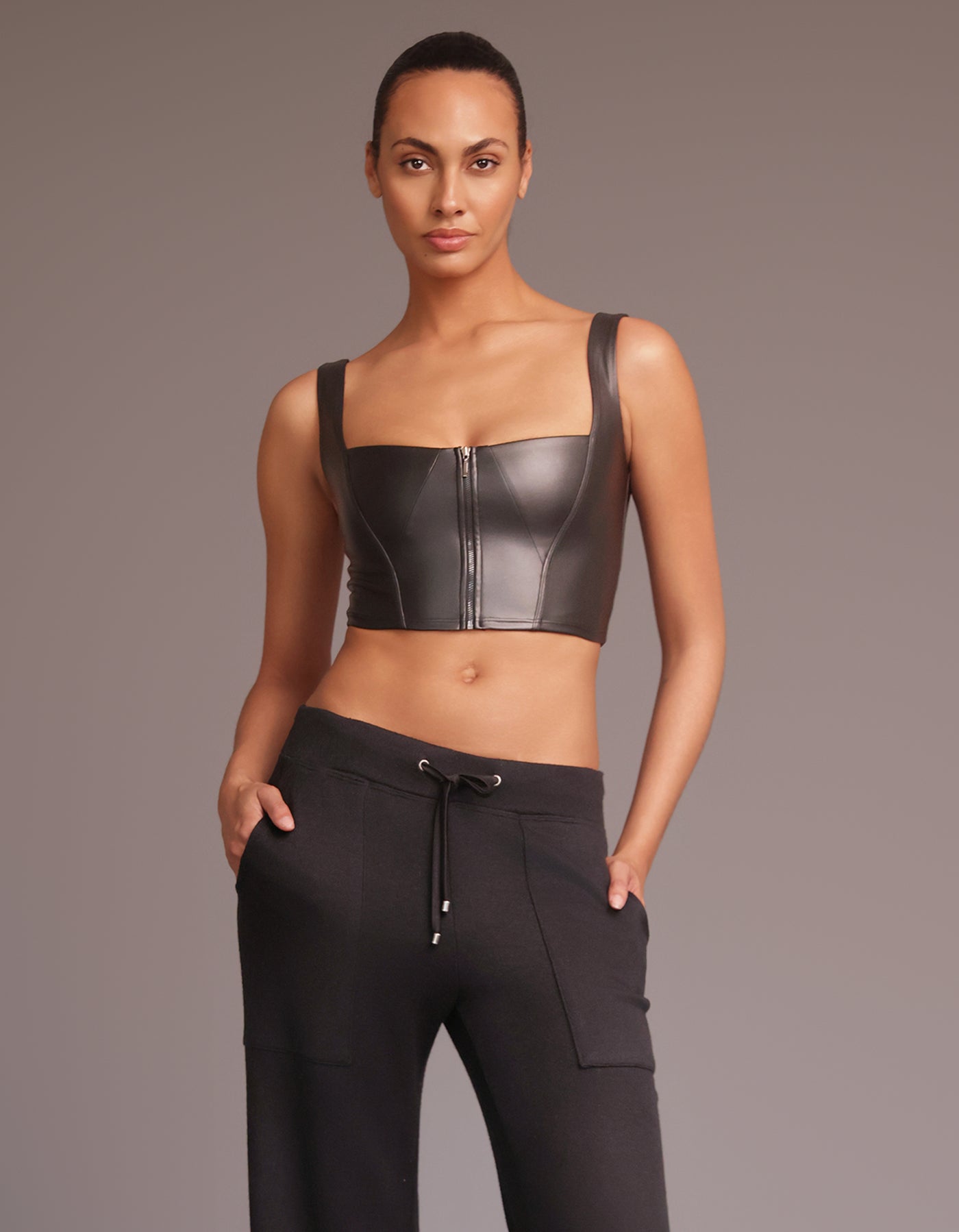 LEATHER BUSTIER [BLACK]