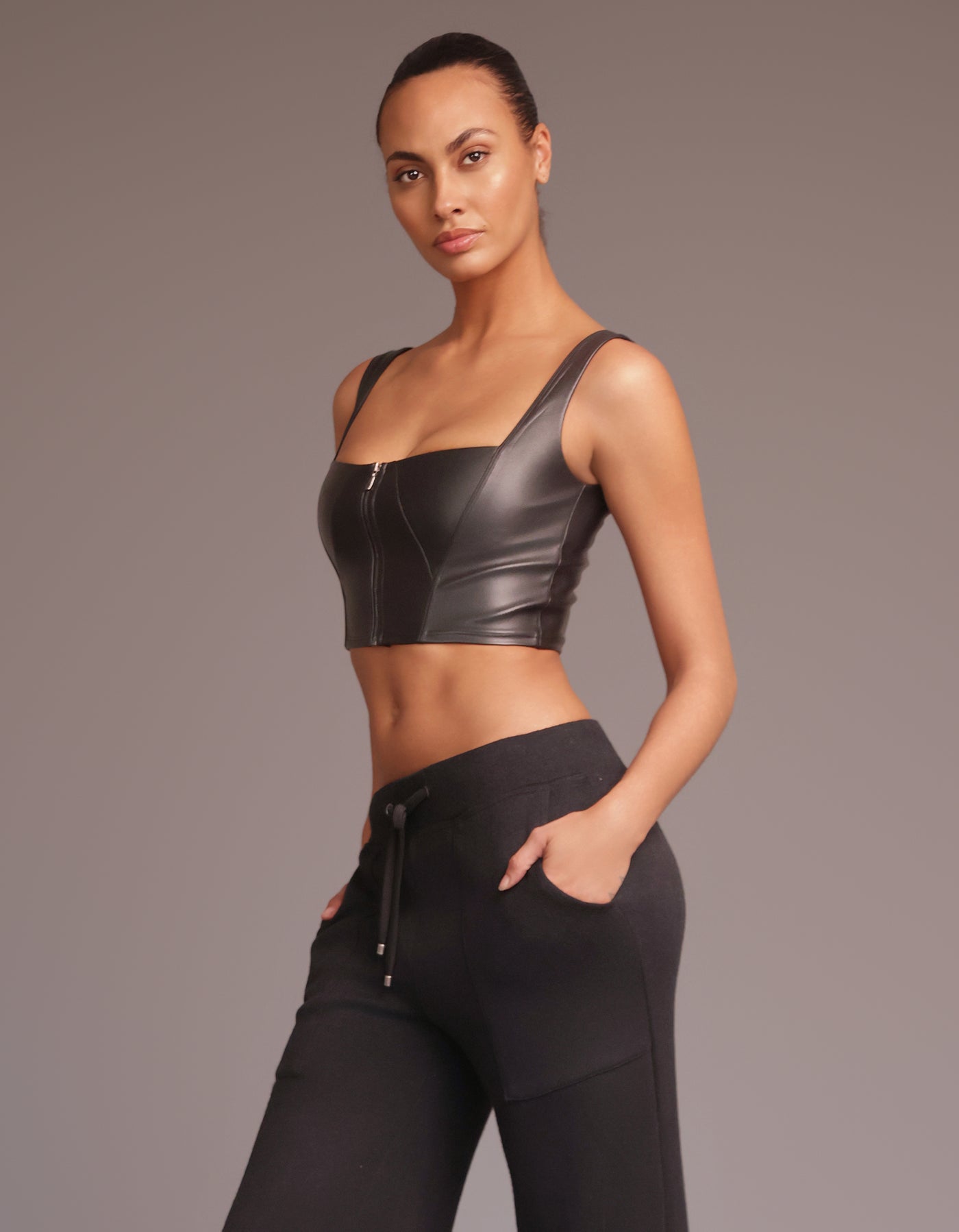 LEATHER BUSTIER [BLACK]