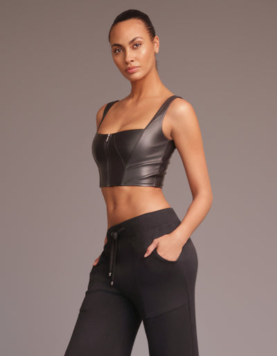 LEATHER BUSTIER [BLACK]