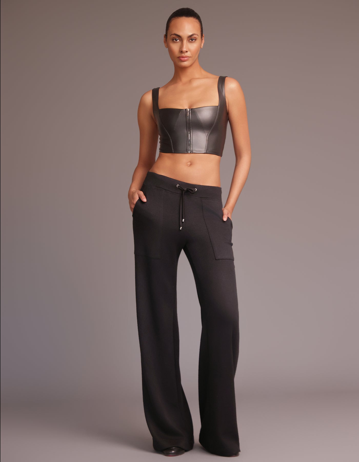 LEATHER BUSTIER [BLACK]