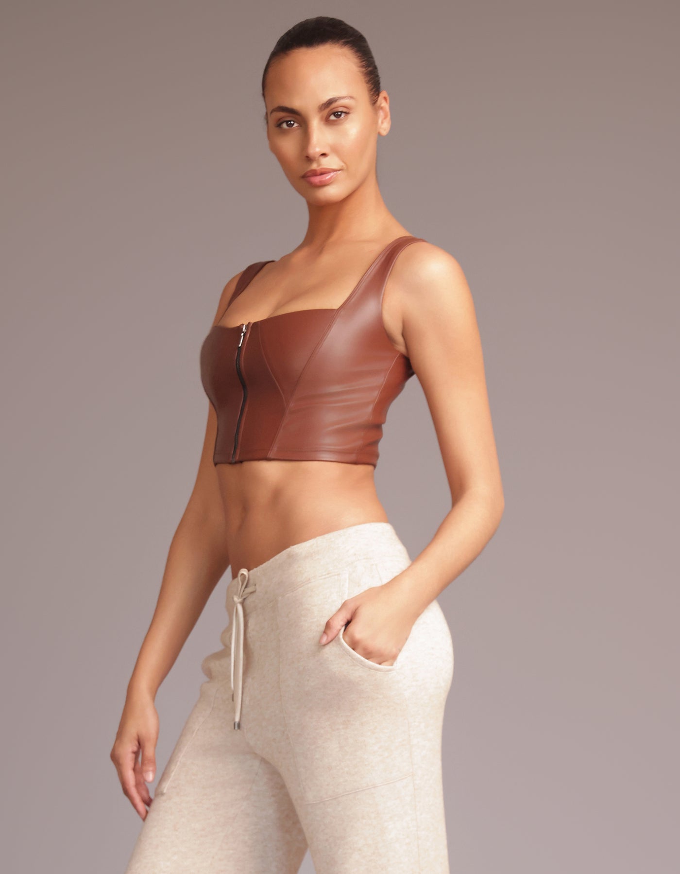 LEATHER BUSTIER [Mocha]