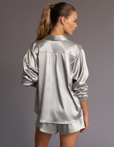 SATIN SHIRT  [SILVER ]