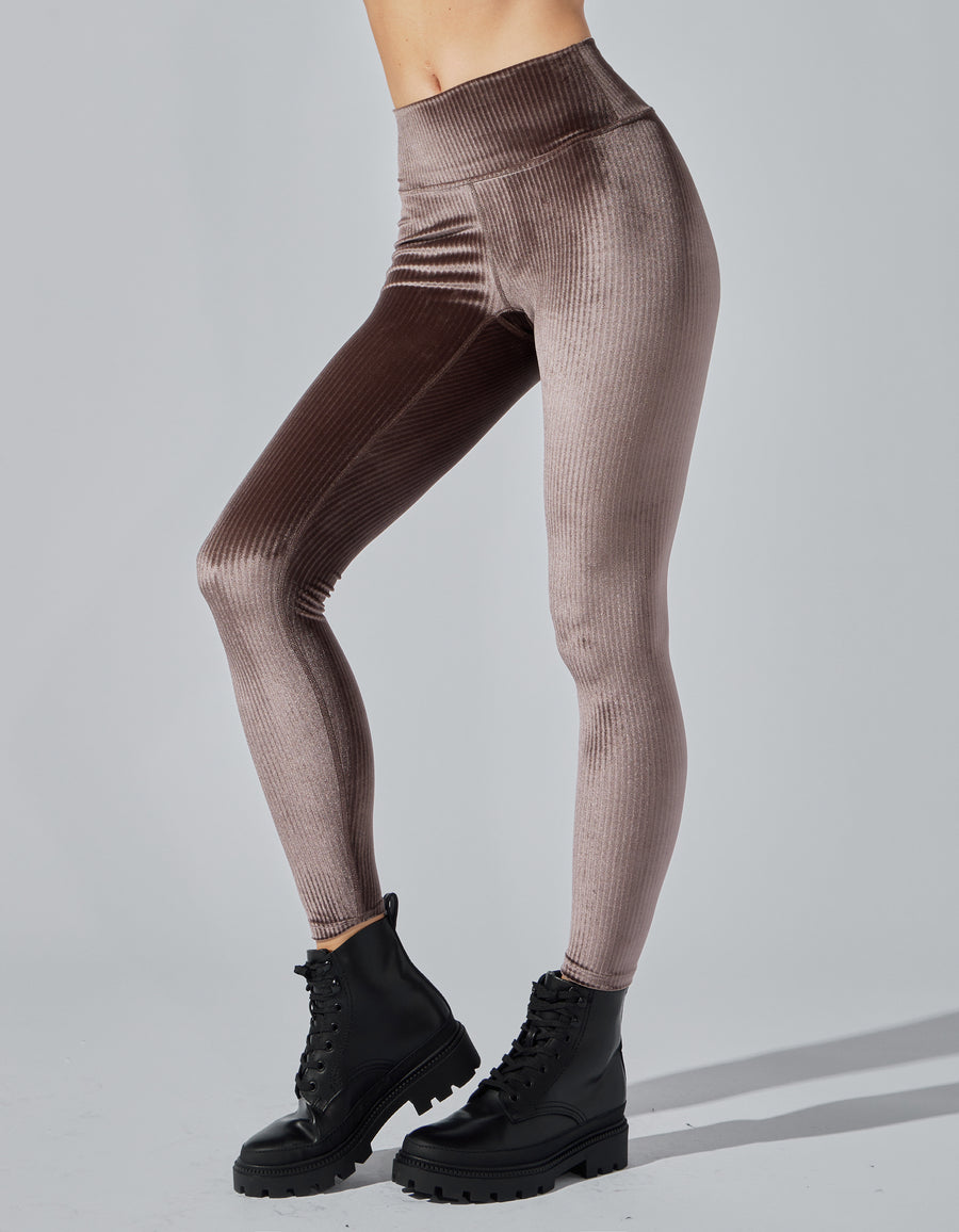 Heroine Sport Ribbed Velvet Legging Taupe Velvet HEROINE SPORT