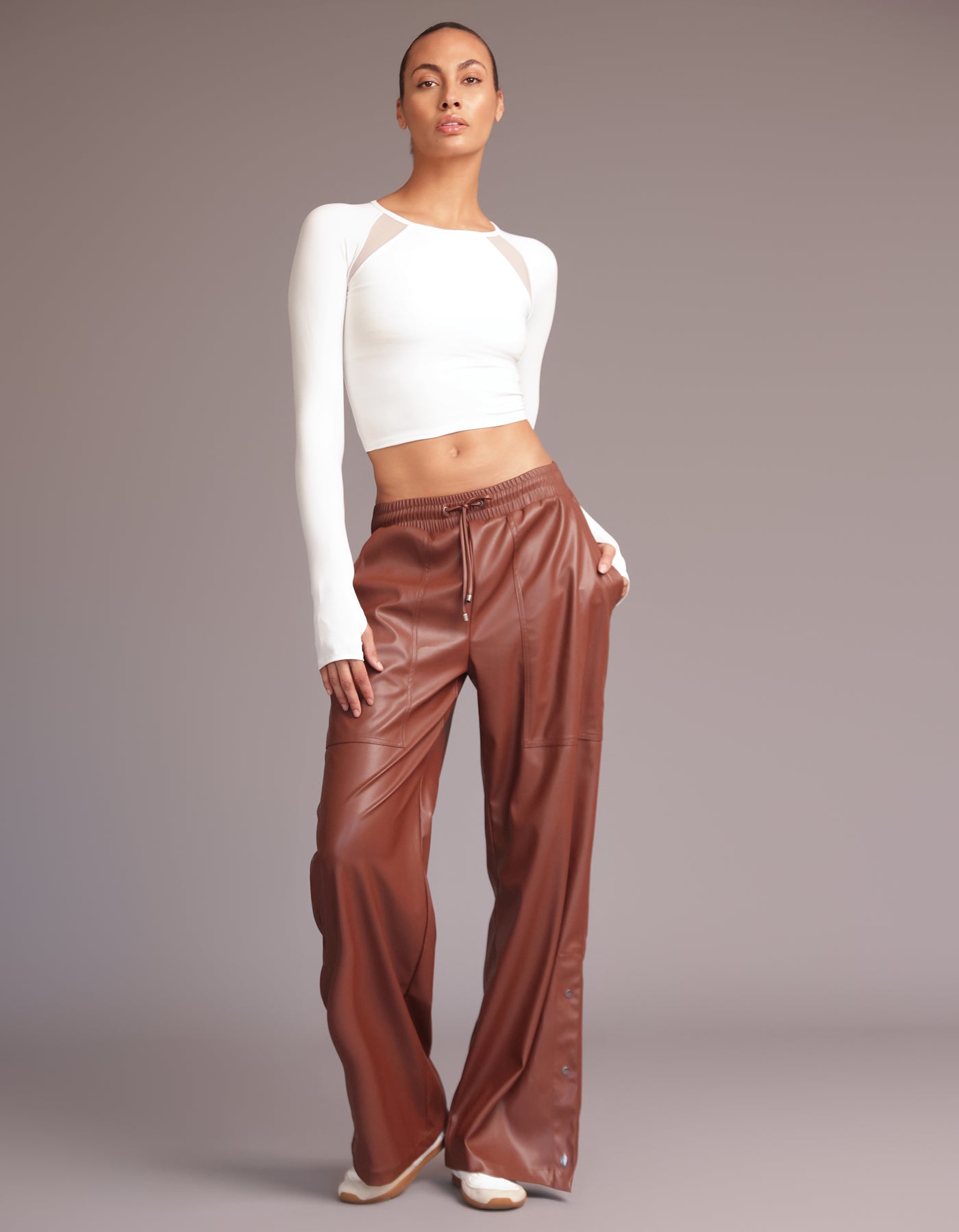 CARA LEATHER PANTS [Mocha]