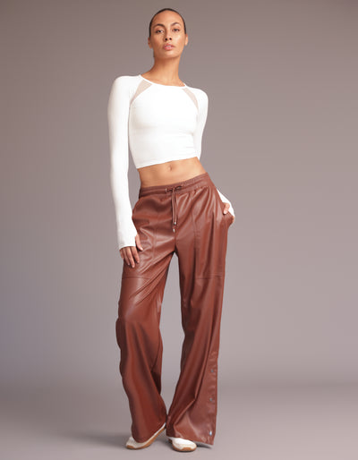 CARA LEATHER PANTS [Mocha]