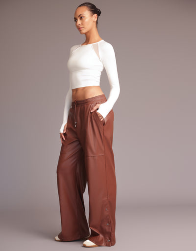 CARA LEATHER PANTS [Mocha]