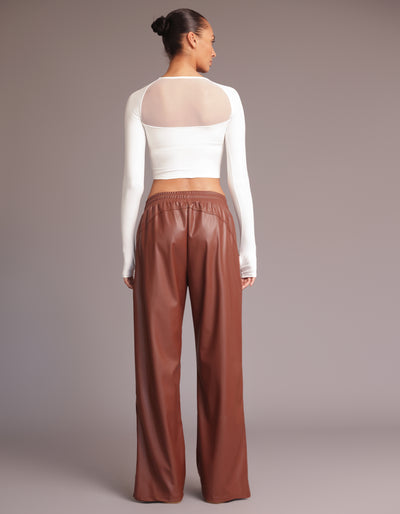 CARA LEATHER PANTS [Mocha]