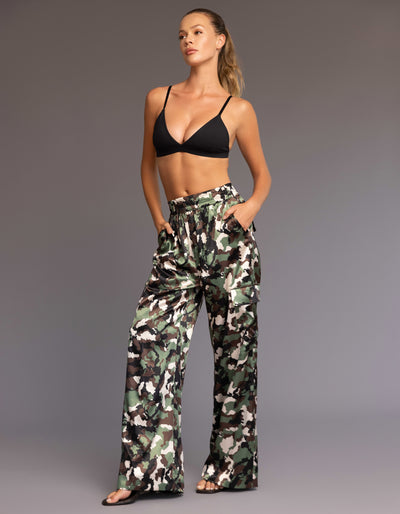 SATIN CARGO PANTS [VINTAGE CAMO ]