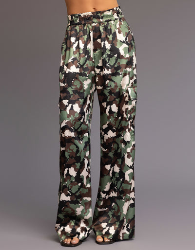 SATIN CARGO PANTS [VINTAGE CAMO ]