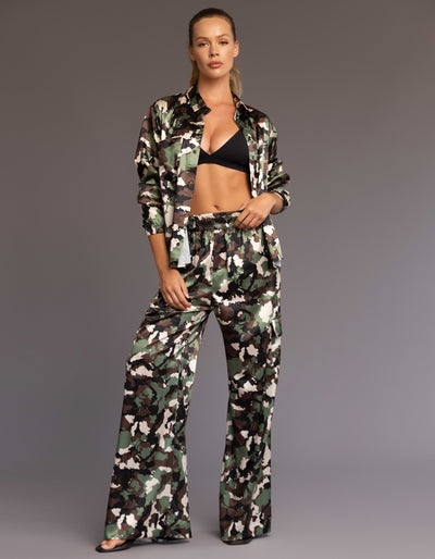 SATIN CARGO PANTS [VINTAGE CAMO ]