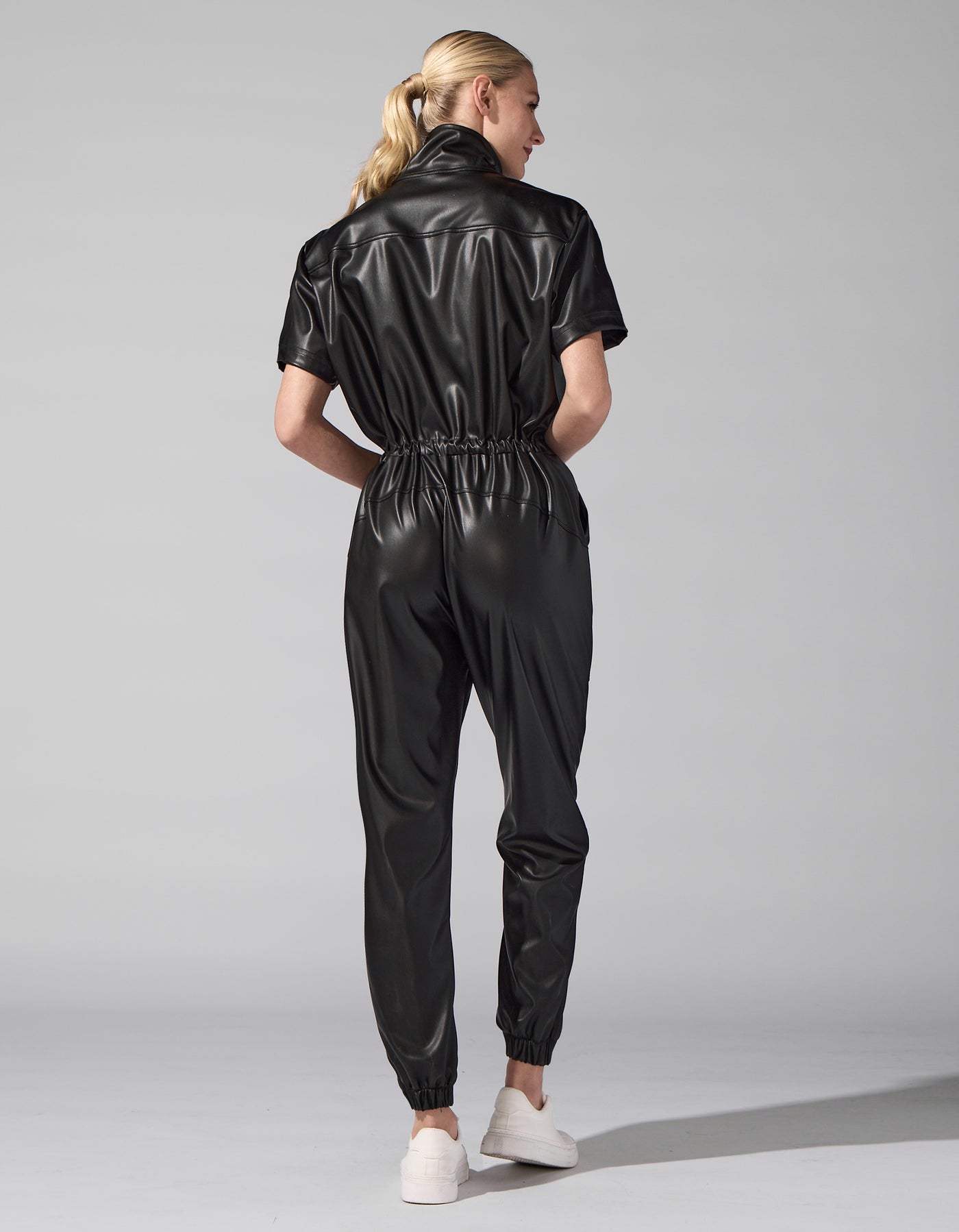 Leather Jumpsuit [Black]